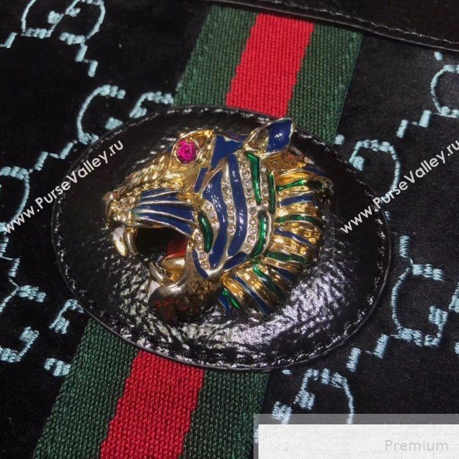 Gucci GG Velvet Rajah Large Tote 537219 Black 2019 (JIANM-9051688)