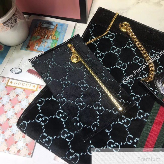 Gucci GG Velvet Rajah Large Tote 537219 Black 2019 (JIANM-9051688)