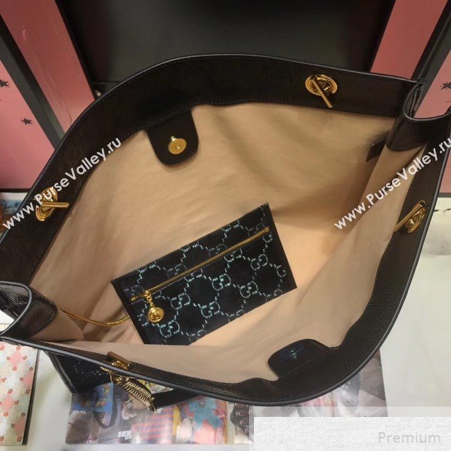 Gucci GG Velvet Rajah Large Tote 537219 Black 2019 (JIANM-9051688)