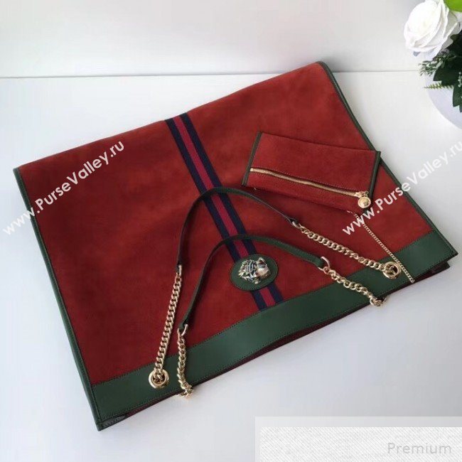 Gucci Suede Rajah Maxi Tote 537218 Orange 2018 (DLH-9051703)