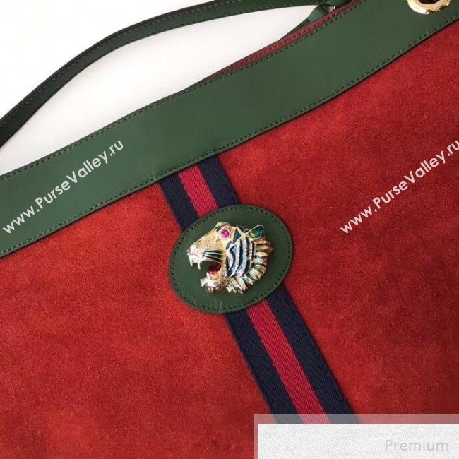 Gucci Suede Rajah Maxi Tote 537218 Orange 2018 (DLH-9051703)