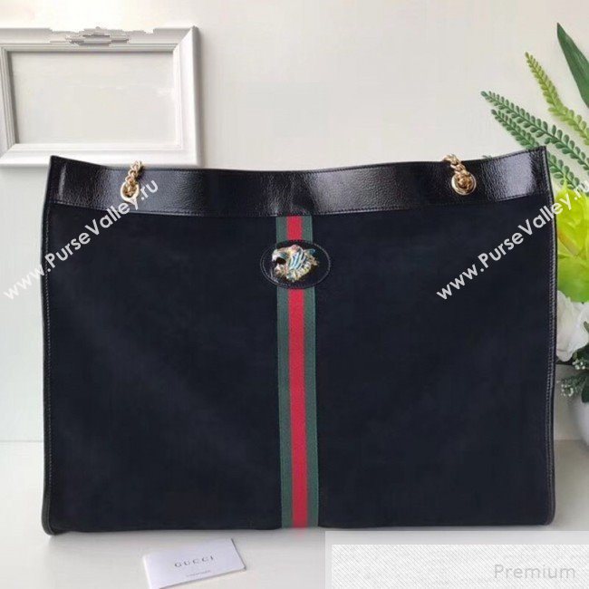 Gucci Suede Rajah Maxi Tote 537218 Black 2018 (DLH-9051704)