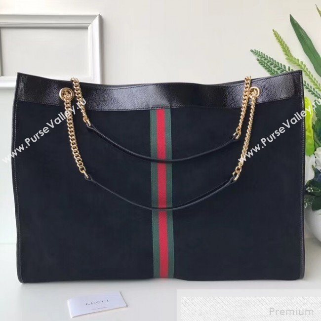 Gucci Suede Rajah Maxi Tote 537218 Black 2018 (DLH-9051704)