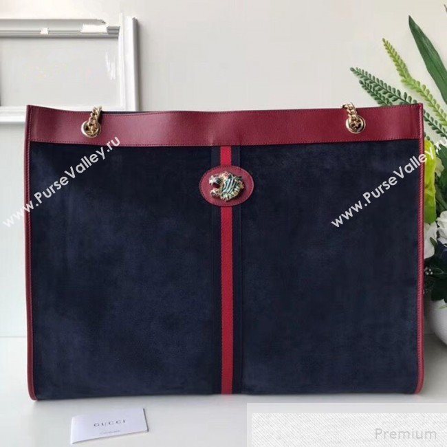 Gucci Suede Rajah Maxi Tote 537218 Navy Blue 2018 (DLH-9051705)