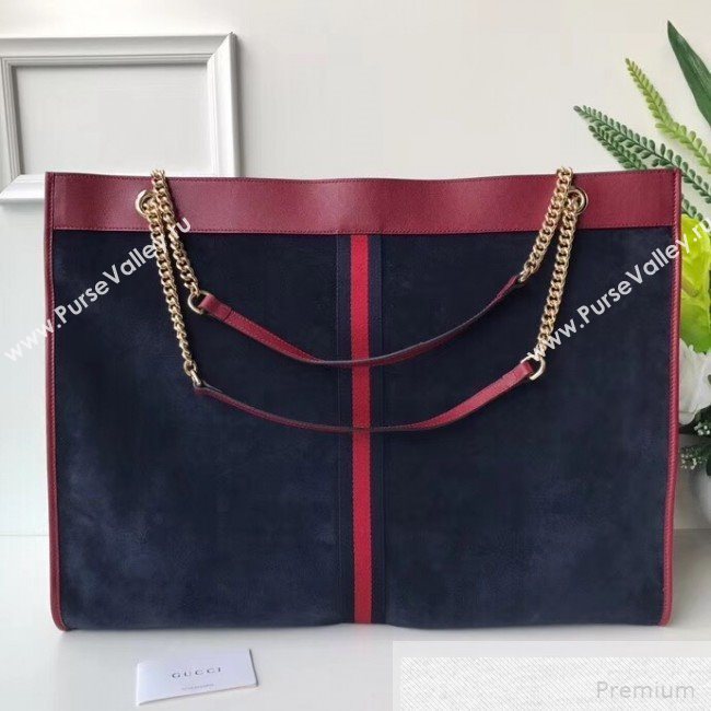 Gucci Suede Rajah Maxi Tote 537218 Navy Blue 2018 (DLH-9051705)