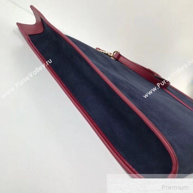 Gucci Suede Rajah Maxi Tote 537218 Navy Blue 2018 (DLH-9051705)