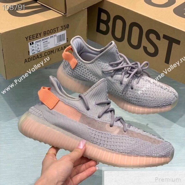 Adidas Yeezy Boost 350 V2 Static Sneakers Grey/Orange Pink 2019 (1028-9051507)