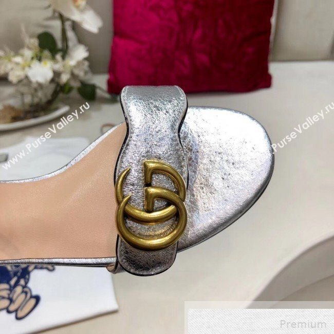 Gucci Flat Leather Sandal with Double G 524631 Silver 2019 (DLY-9051625)