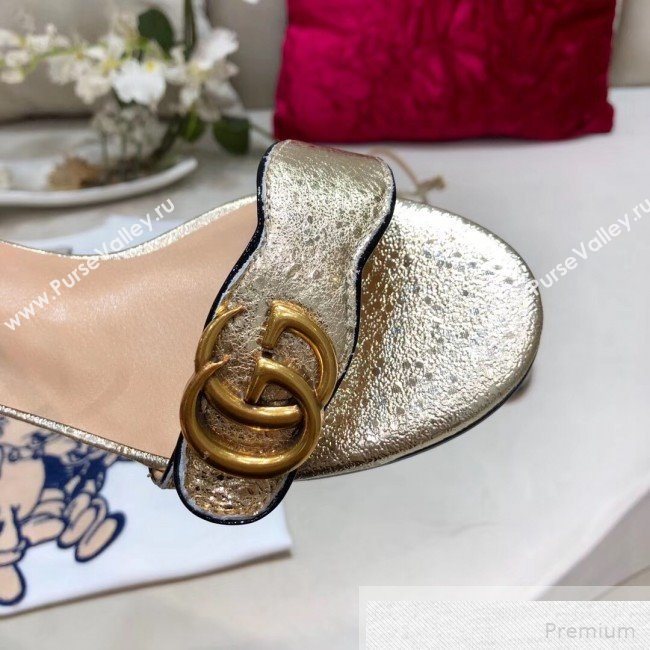 Gucci Flat Leather Sandal with Double G 524631 Gold 2019 (DLY-9051626)