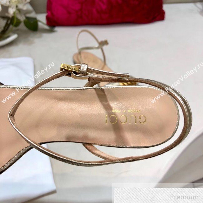 Gucci Flat Leather Sandal with Double G 524631 Gold 2019 (DLY-9051626)