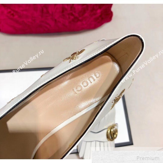 Gucci Embroidered Leather Mid-heel Pump 551548 White 2019 (DLY-9051628)