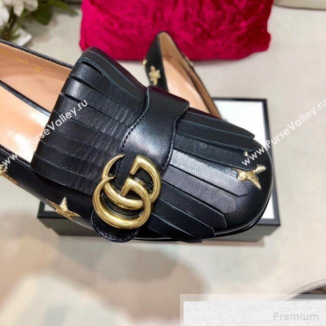 Gucci Embroidered Leather Mid-heel Pump 551548 Black 2019 (DLY-9051629)