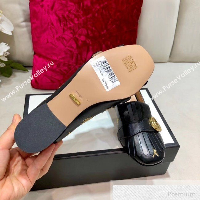 Gucci Embroidered Leather Mid-heel Pump 551548 Black 2019 (DLY-9051629)