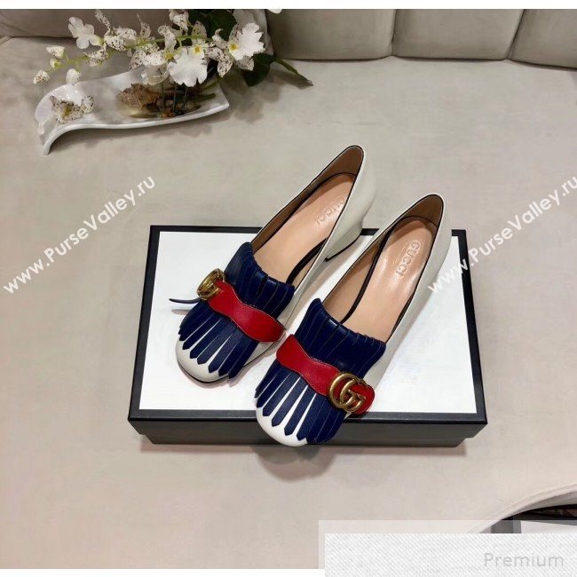 Gucci Leather Mid-heel Pump 408208 White 2019 (DLY-9051631)