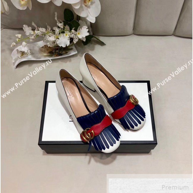 Gucci Leather Mid-heel Pump 408208 White 2019 (DLY-9051631)