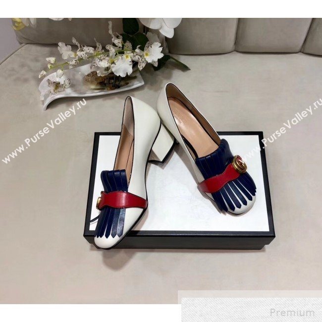 Gucci Leather Mid-heel Pump 408208 White 2019 (DLY-9051631)