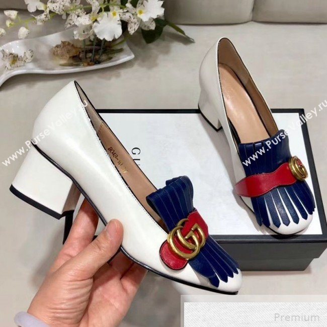 Gucci Leather Mid-heel Pump 408208 White 2019 (DLY-9051631)