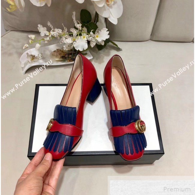Gucci Leather Mid-heel Pump 408208 Red 2019 (DLY-9051632)