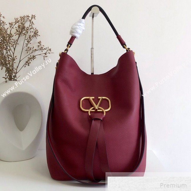 Valentino VRING Hobo Shoulder Bag Burgundy 2019 (JJ3-9051122)