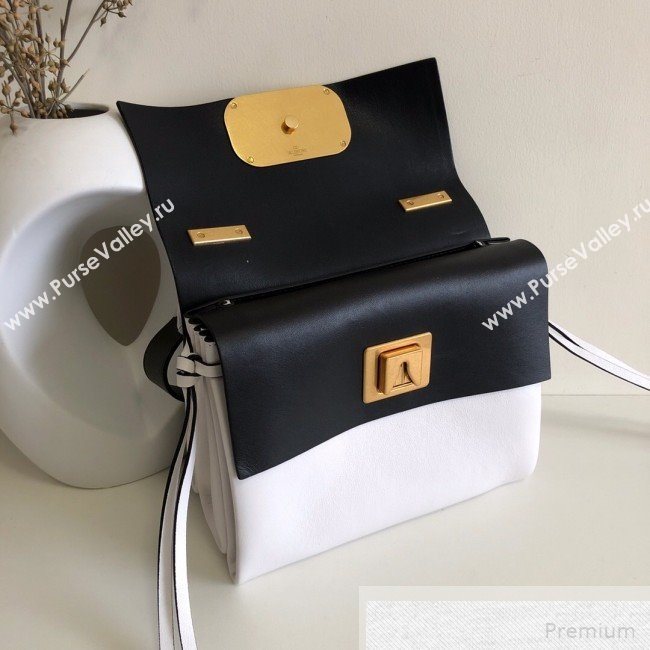 Valentino Small VRING Smooth Calfskin Shoulder Bag Black/White 2019 (JJ3-9051127)