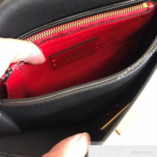 Valentino Small VRING Smooth Calfskin Shoulder Bag Black/White 2019 (JJ3-9051127)