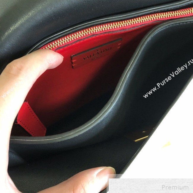 Valentino Medium VRING Smooth Calfskin Shoulder Bag Black/White 2019 (JJ3-9051128)