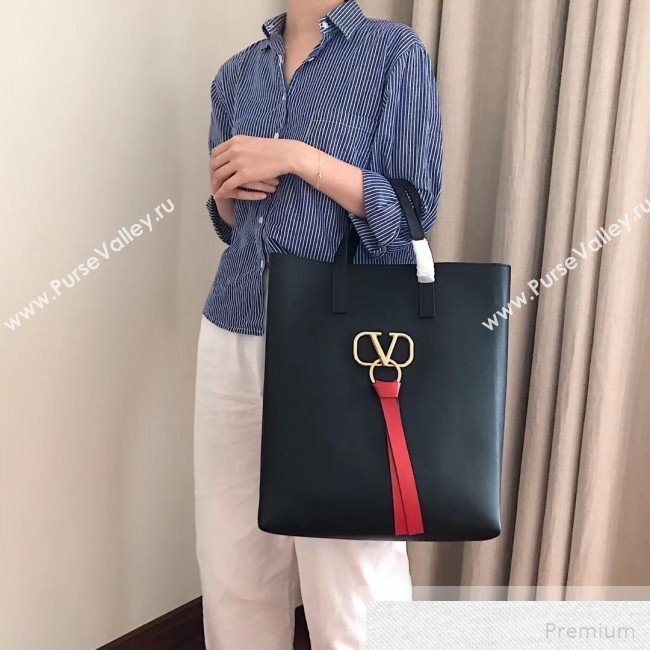 Valentino Long VRING Shopping Tote Black 2019 (JJ3-9051131)