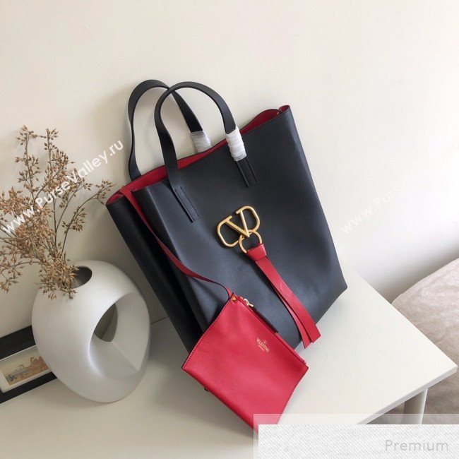 Valentino Long VRING Shopping Tote Black 2019 (JJ3-9051131)