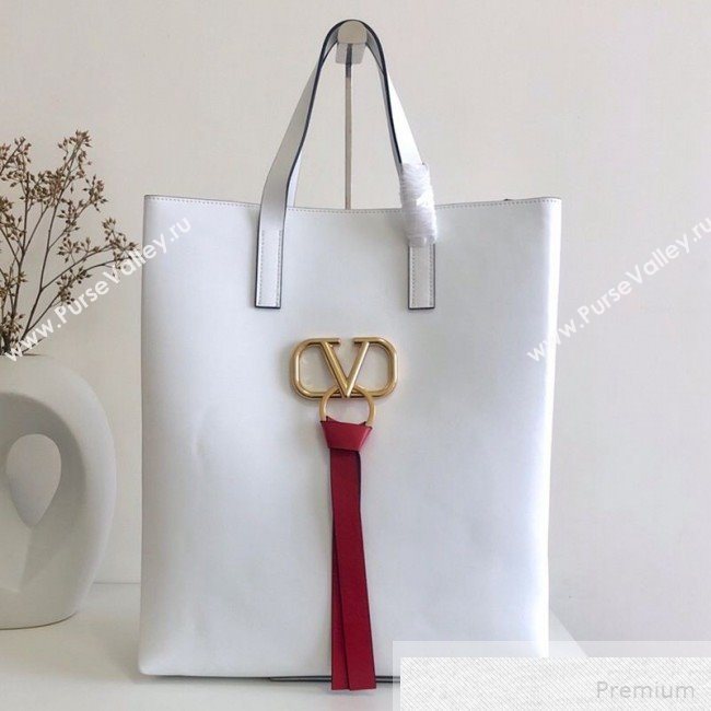 Valentino Long VRING Shopping Tote White 2019 (JJ3-9051129)