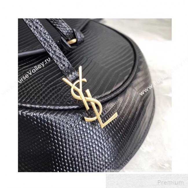 Saint Laurent Datcha Saddle Shoulder Bag in Lizard Embossed Leather 551559 Black 2019 (KTS-9051132)