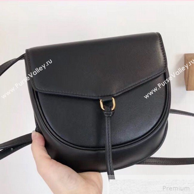 Saint Laurent Datcha Saddle Shoulder Bag in Toothpick Grained Leather 551559 Black 2019 (KTS-9051133)