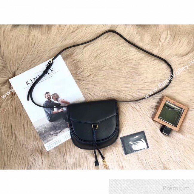 Saint Laurent Datcha Saddle Shoulder Bag in Toothpick Grained Leather 551559 Black 2019 (KTS-9051133)