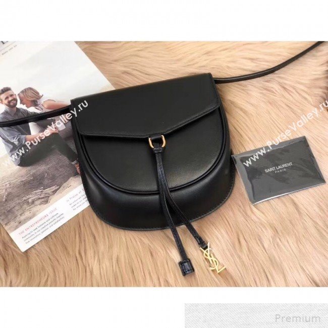 Saint Laurent Datcha Saddle Shoulder Bag in Toothpick Grained Leather 551559 Black 2019 (KTS-9051133)