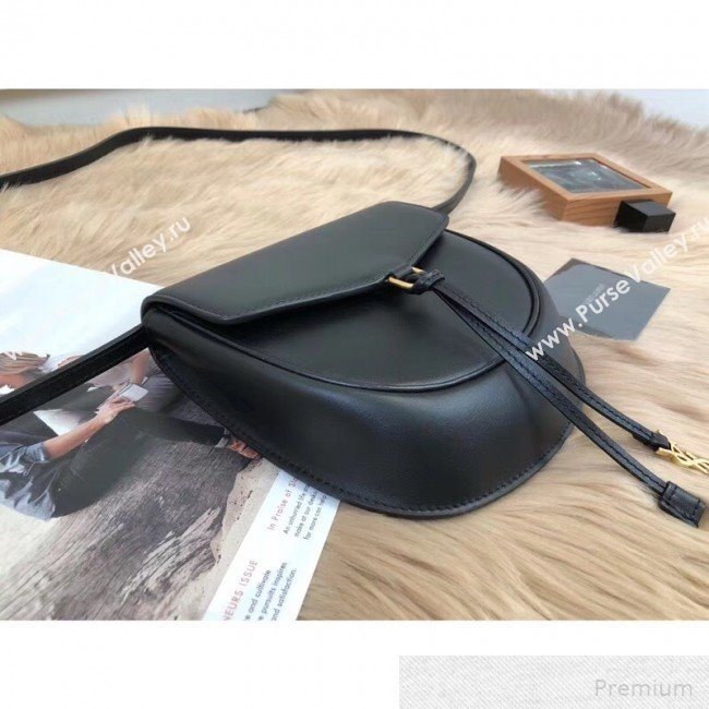 Saint Laurent Datcha Saddle Shoulder Bag in Toothpick Grained Leather 551559 Black 2019 (KTS-9051133)
