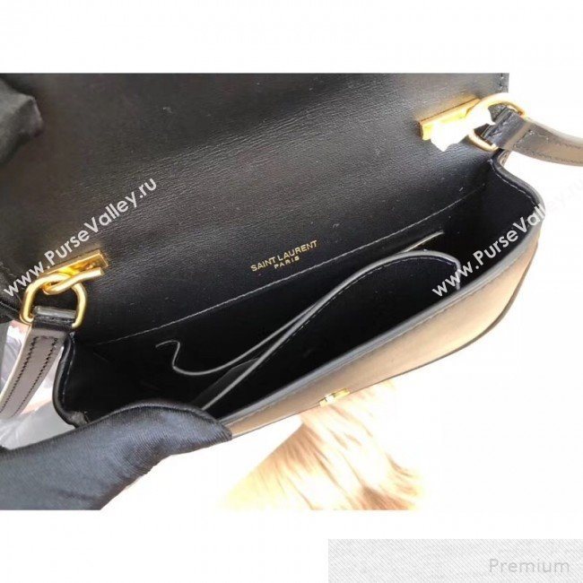 Saint Laurent Datcha Saddle Shoulder Bag in Toothpick Grained Leather 551559 Black 2019 (KTS-9051133)