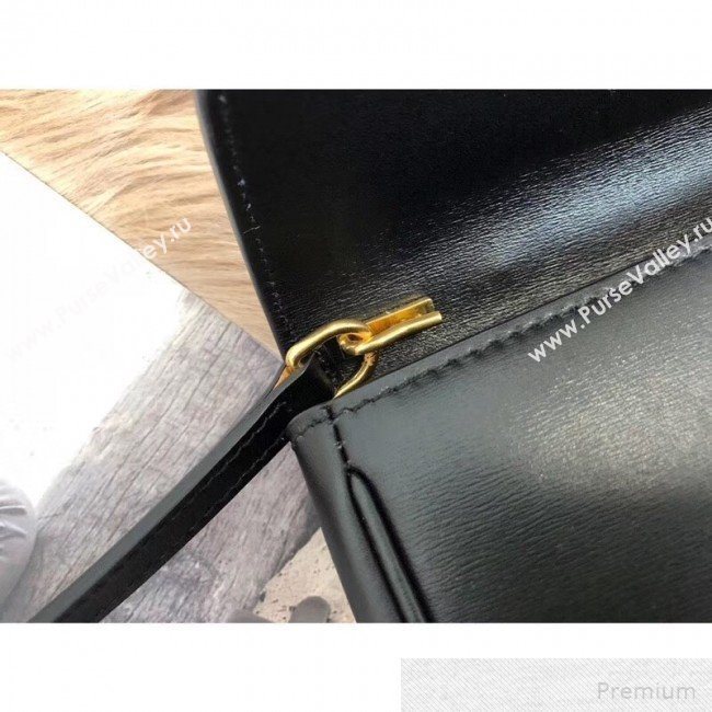 Saint Laurent Datcha Saddle Shoulder Bag in Toothpick Grained Leather 551559 Black 2019 (KTS-9051133)