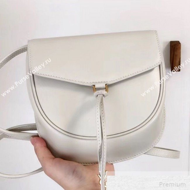 Saint Laurent Datcha Saddle Shoulder Bag in Toothpick Grained Leather 551559 White 2019 (KTS-9051134)