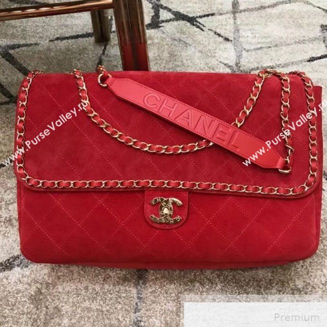 Chanel x Pharrell Oversize Suede Flap Bag Red 2019 (JDH-9051324)