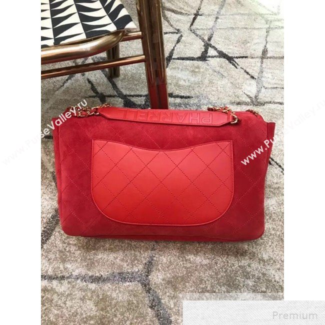 Chanel x Pharrell Oversize Suede Flap Bag Red 2019 (JDH-9051324)