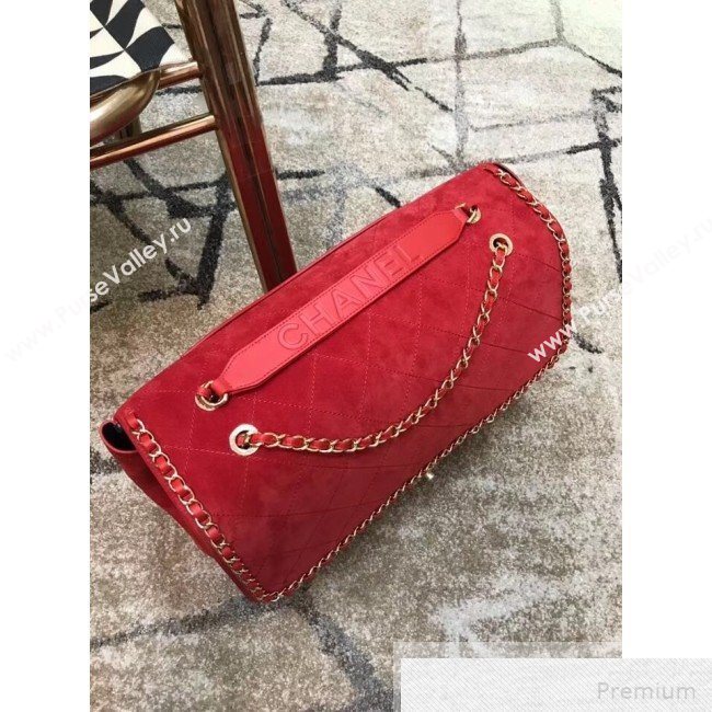 Chanel x Pharrell Oversize Suede Flap Bag Red 2019 (JDH-9051324)