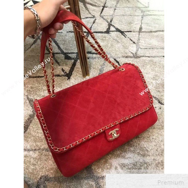 Chanel x Pharrell Oversize Suede Flap Bag Red 2019 (JDH-9051324)