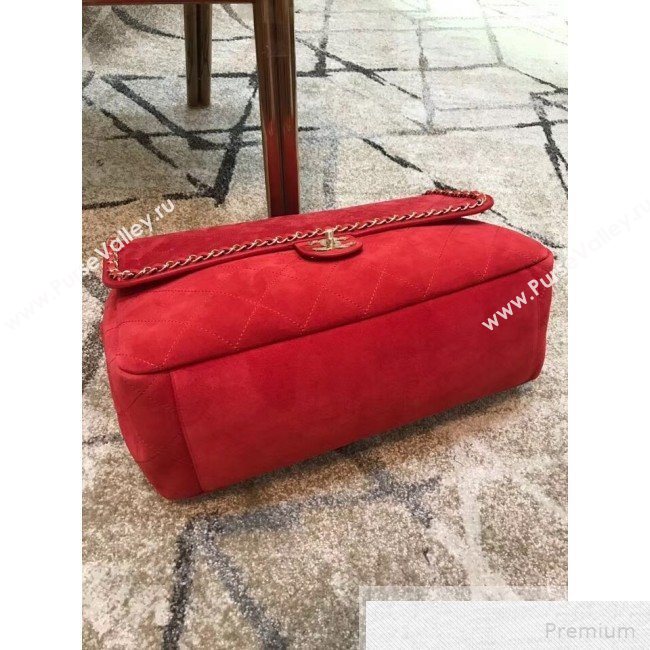 Chanel x Pharrell Oversize Suede Flap Bag Red 2019 (JDH-9051324)