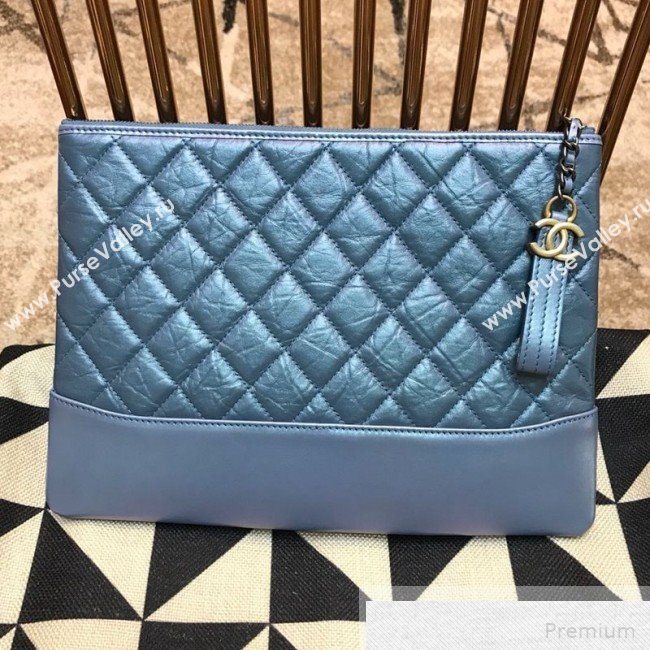 Chanel Quilted Iridescent Gabrielle Pouch Blue 2019 (JDH-9051326)