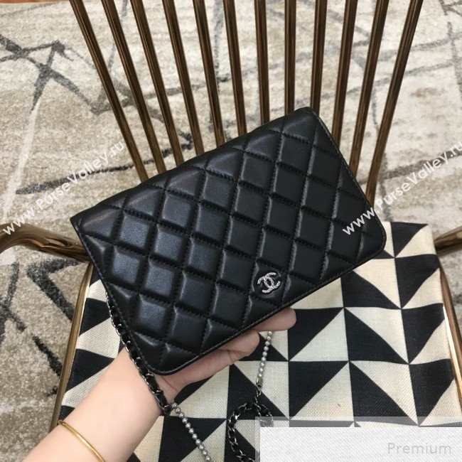 Chanel Pearls Quilted Lambskin Wallet On Chain WOC Black 2019 (JDH-9051328)