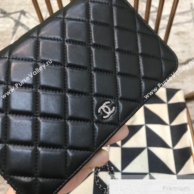 Chanel Pearls Quilted Lambskin Wallet On Chain WOC Black 2019 (JDH-9051328)