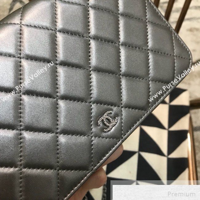 Chanel Pearls Quilted Lambskin Wallet On Chain WOC Silver 2019 (JDH-9051329)