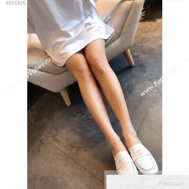 Chanel Quilted Leather Loafers G34345 White 2019 (EM-9051516)