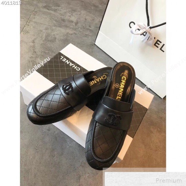 Chanel Quilted Leather Loafers Mules G34427 Black 2019 (EM-9051515)