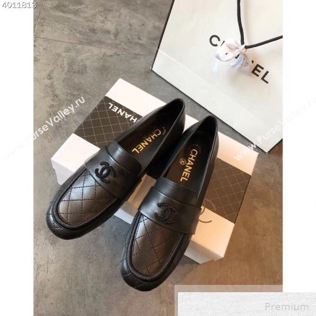 Chanel Quilted Leather Loafers G34345 Black 2019 (EM-9051514)