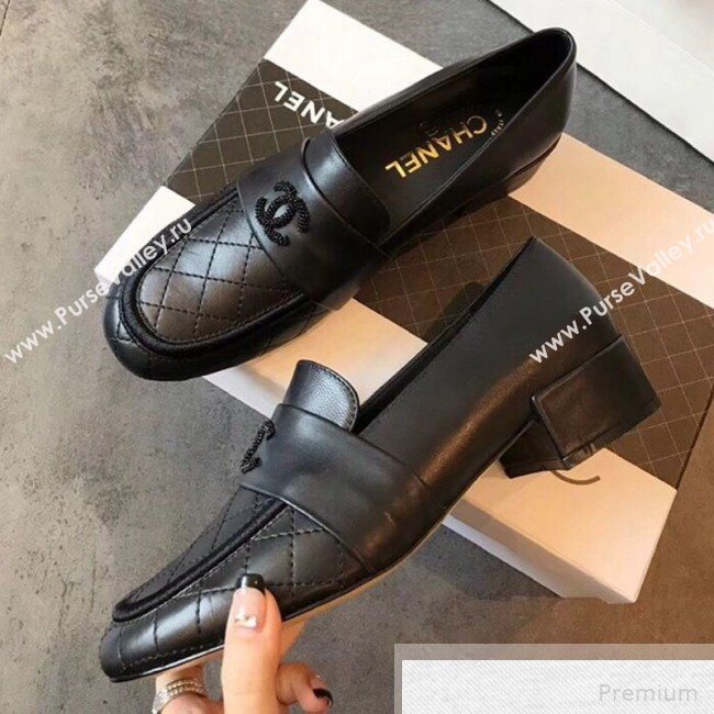 Chanel Quilted Leather Loafers G34345 Black 2019 (EM-9051514)